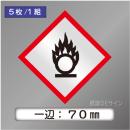 GHSシンボルステッカー　「円上の炎」　中◇一辺70㎜【5枚/1組】