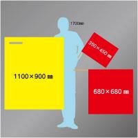 避難誘導手旗　黄　布製　350×450㎜　ラワン棒付