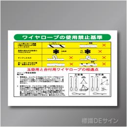 WG7　硬質樹脂製　「ワイヤーロープの使用禁止基準」　600×900㎜