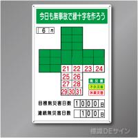 MG18　「無災害記録表、今日も無事故で緑十字をつくろう」メラミン鉄板製　900×600㎜　