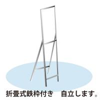 スリム工事看板　HTS-028C　「歩行者通路」　275×1400　無反射 鉄枠付