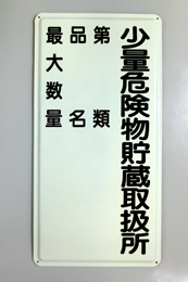 K98　鉄板製標識　「少量危険物貯蔵取扱所+類別」