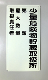 K103　鉄板製標識　「少量危険物取扱所+類別(取扱責任者)」